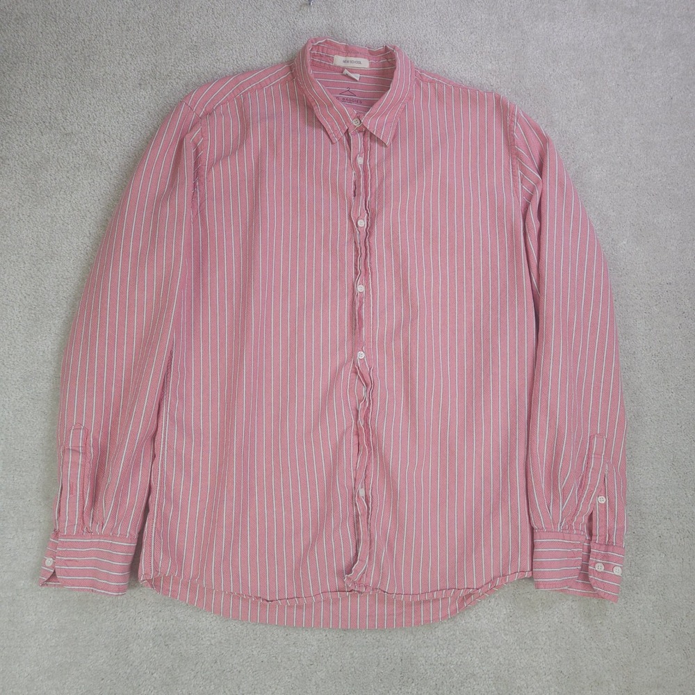 B.D. Baggies New School Mens Large Pink Stripe Oxford Button Down Shirt Portugal